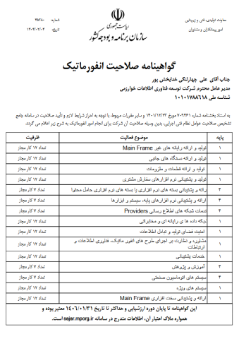 گواهینامه صلاحیت انفورماتیک